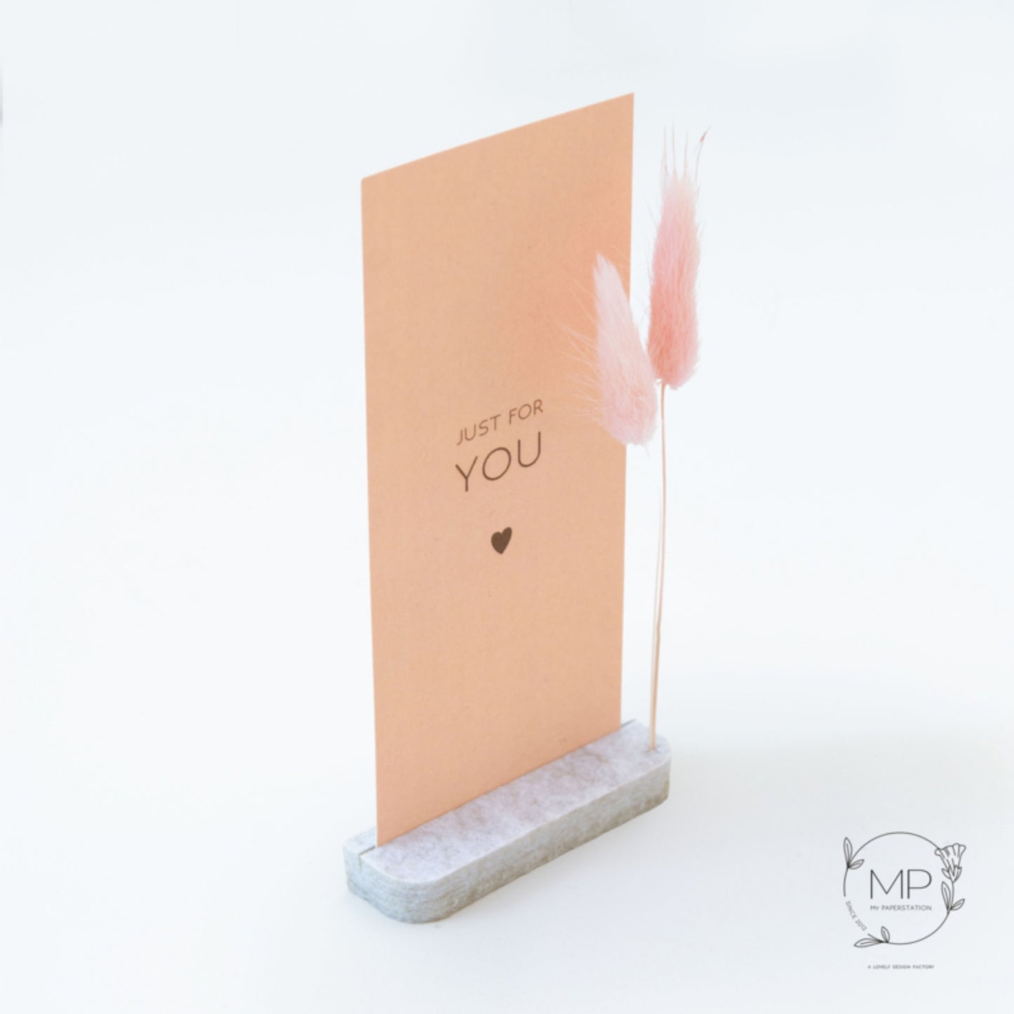 Droogbloemen kaart ‘Just for you’ met houder