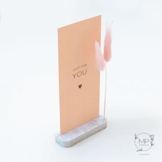 Droogbloemen kaart ‘Just for you’ met houder