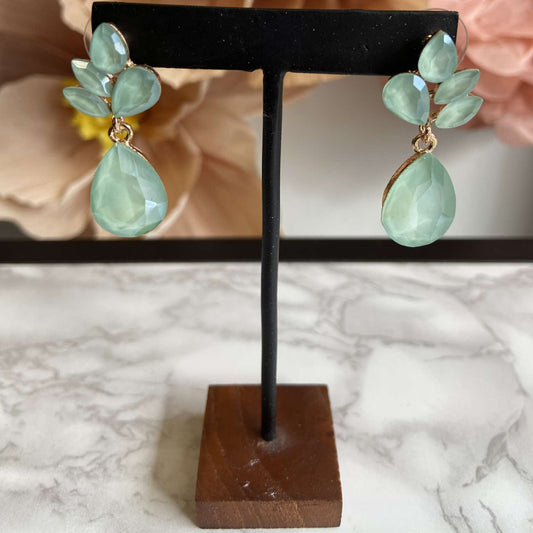 Flower & Drop Large Mint Oorbellen