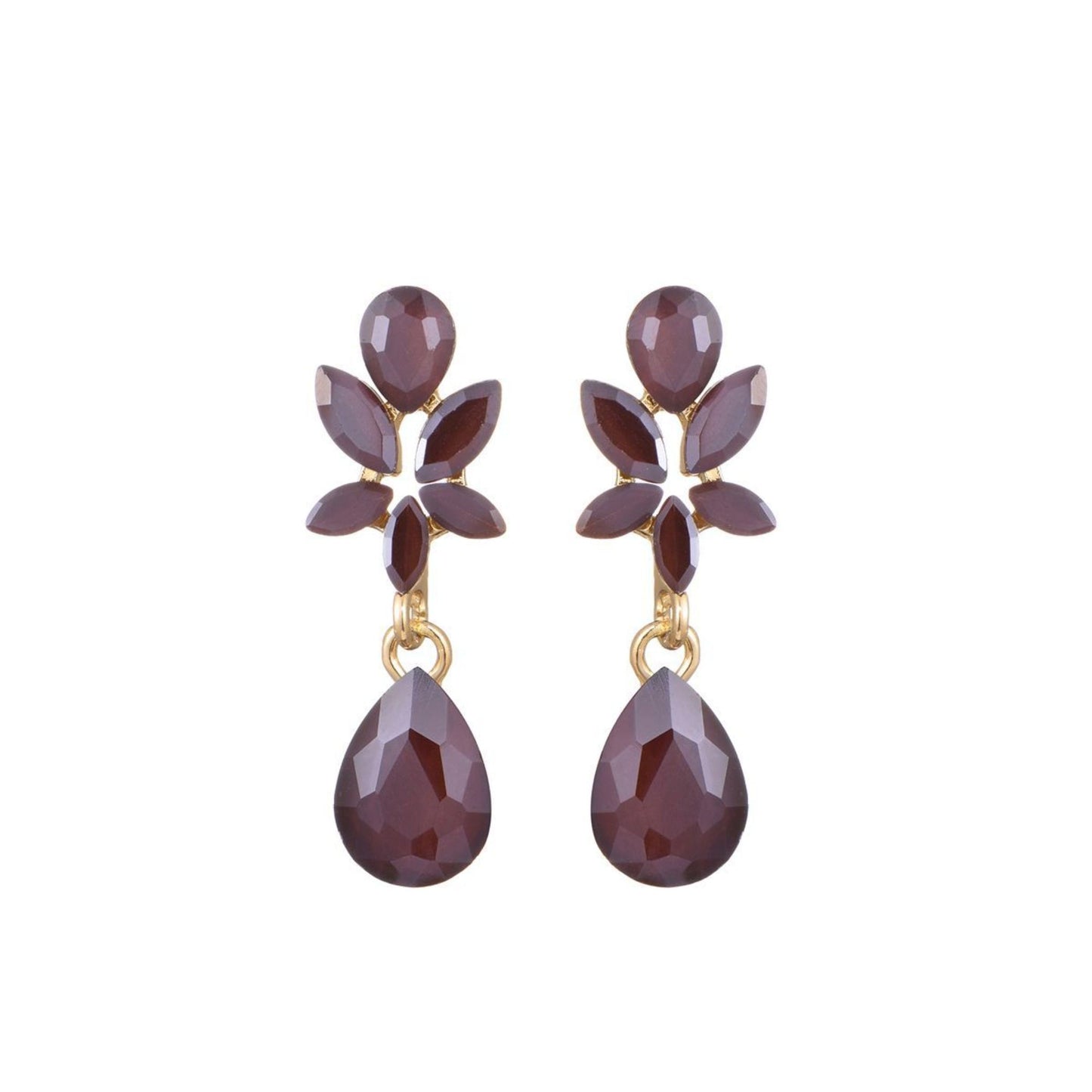 Flower & Drop Medium Oorbellen Aubergine