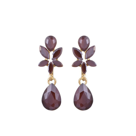 Flower & Drop Medium Oorbellen Aubergine