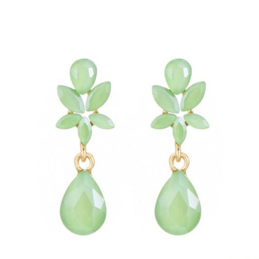 Flower & Drop Medium Groen Oorbellen