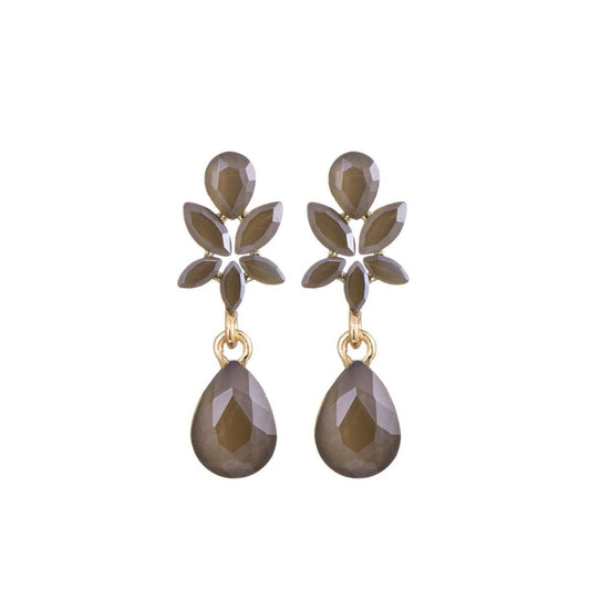 Flower & Drop Medium Taupe Oorbellen