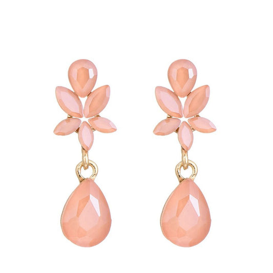 Flower & Drop Medium Zalmroze Oorbellen