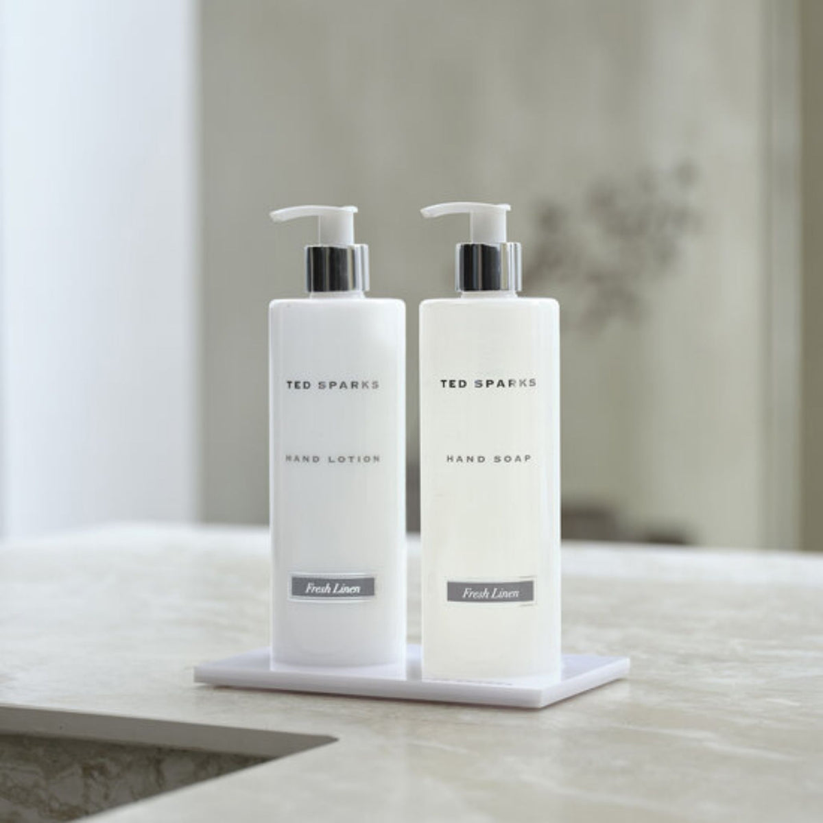 Ted Sparks Hand Gift Set – Hand Soap, Hand Lotion & Tray – Fresh Linen