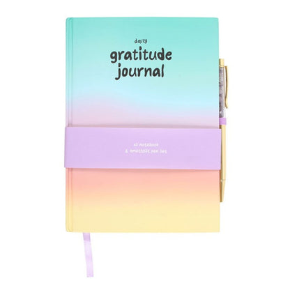 Gratitude Journal Regenboog met Amethist Pen