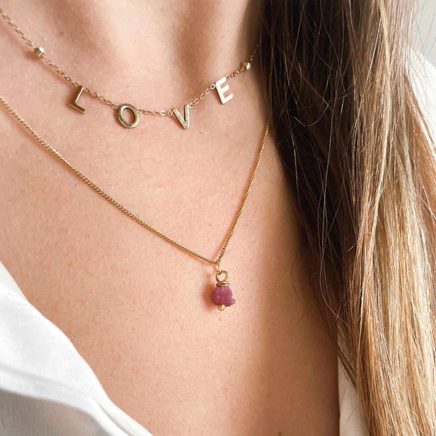 Birthstone ketting Juli - Robijn