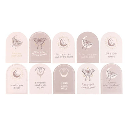 Luna Moth Affirmatie Kaarten met Houder