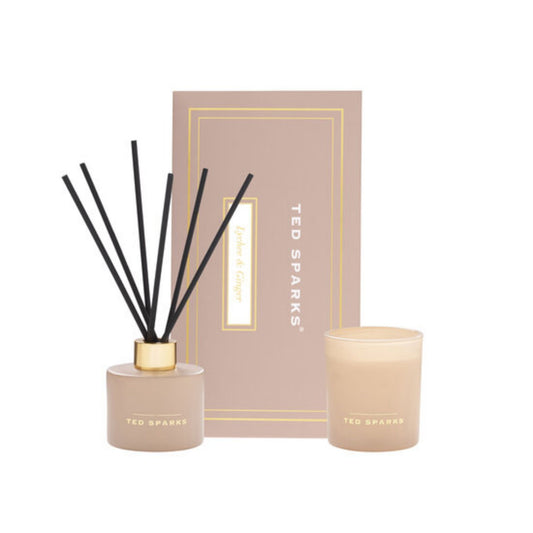 Ted Sparks Geschenkset Kaars & Diffuser – Lychee & Ginger