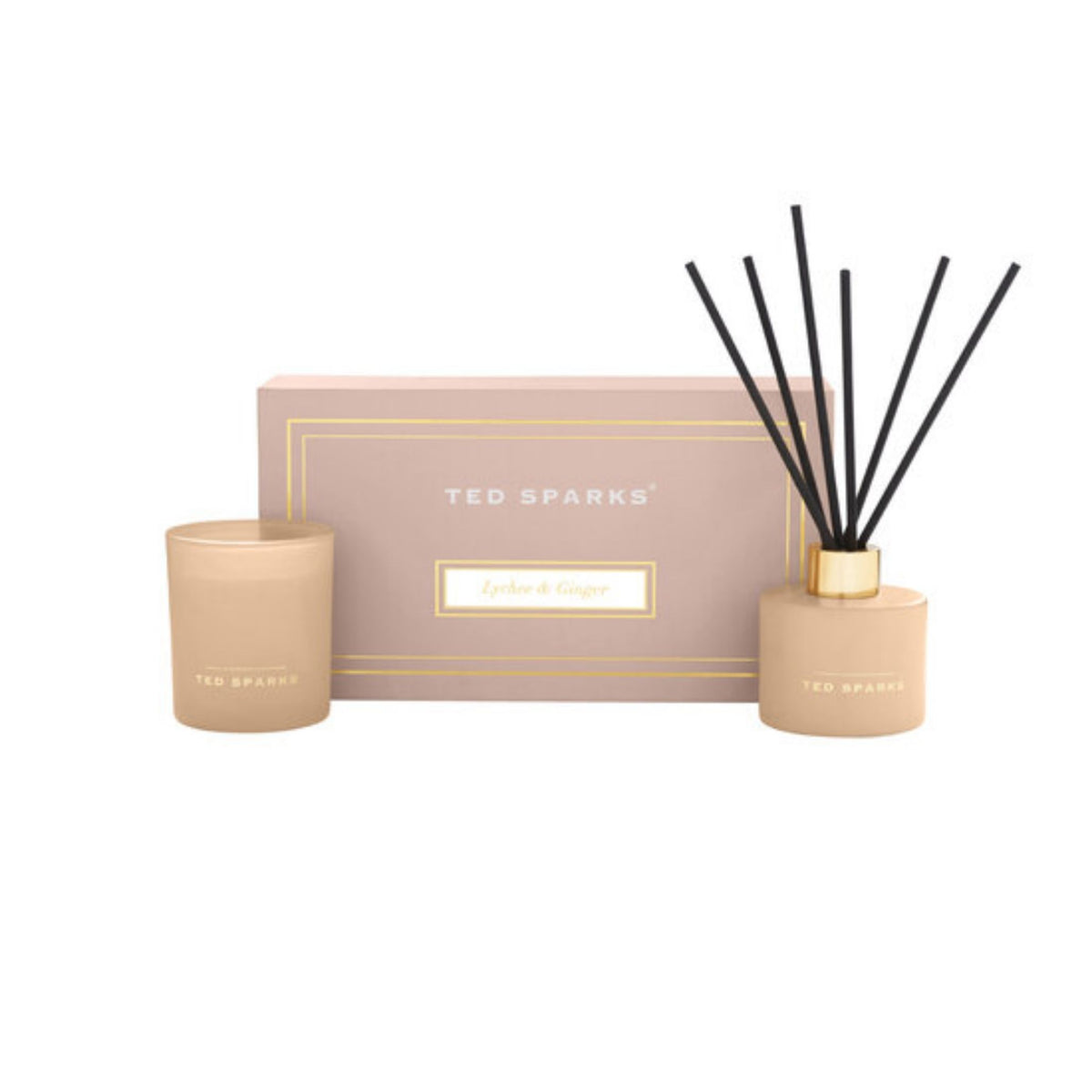 Ted Sparks Geschenkset Kaars & Diffuser – Lychee & Ginger