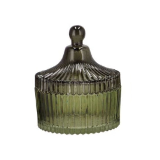 Decoratieve Glazen Pot met Deksel Groen – H11 x D13 cm