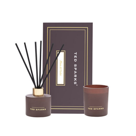 Ted Sparks Giftset Medium – Geurkaars & Diffuser – Plum & Violet