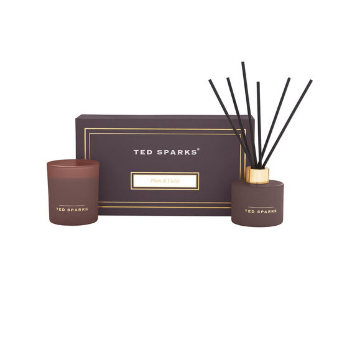 Ted Sparks Giftset Medium – Geurkaars & Diffuser – Plum & Violet
