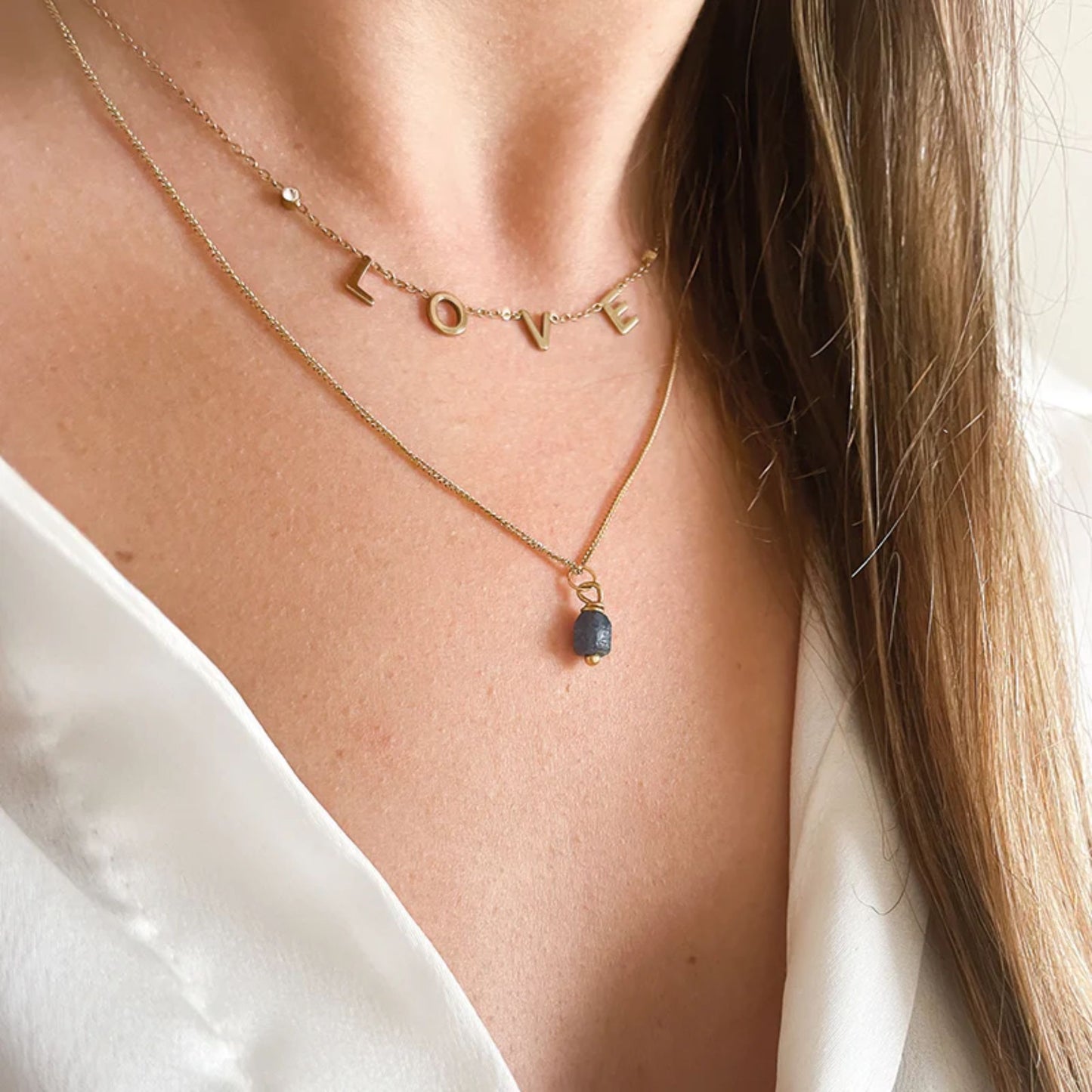 Birthstone ketting September - Saffier