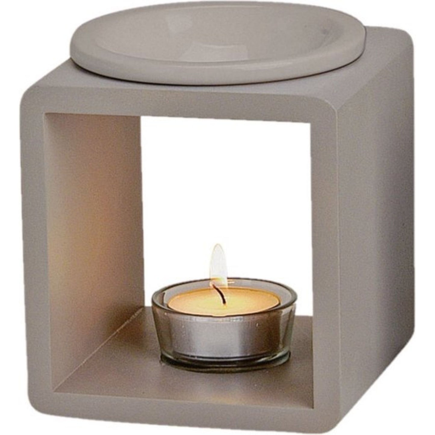 Silent Flame Aromabrander – Hout & Keramiek - Grijs