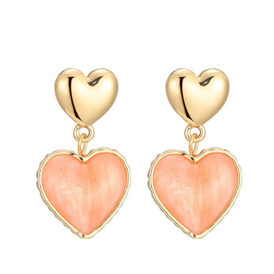 Single Heart Koraal Oorbellen