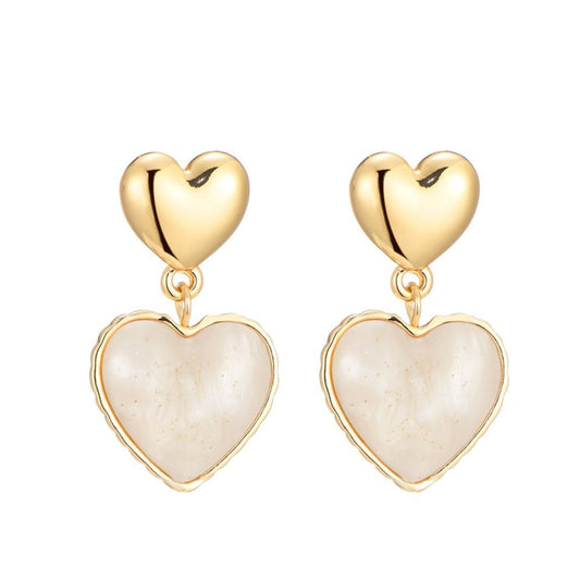 Single Heart Ecru Oorbellen