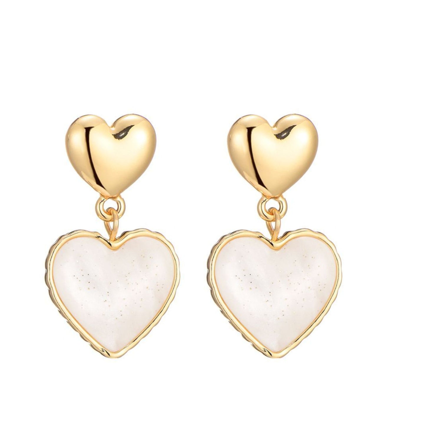 Single Heart Wit Oorbellen