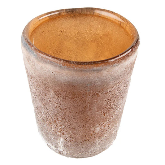 Theelichthouder Rustiek Bruin Glas – H8 x D7 cm
