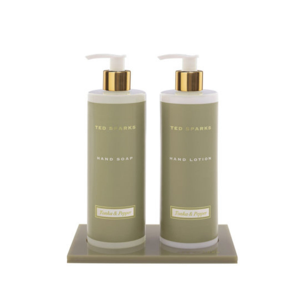 Ted Sparks Hand Gift Set – Hand Soap, Hand Lotion & Tray – Tonka & Pepper