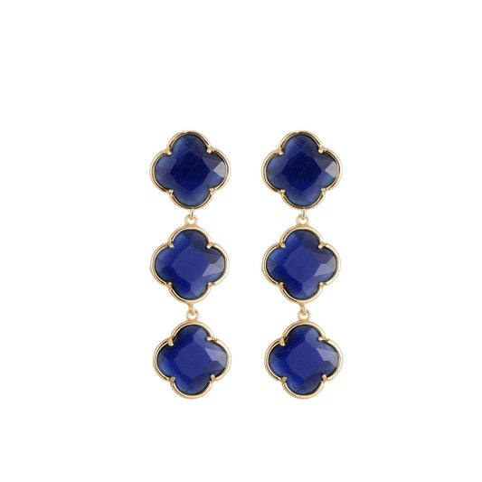 Triple Clover Blauw Oorbellen