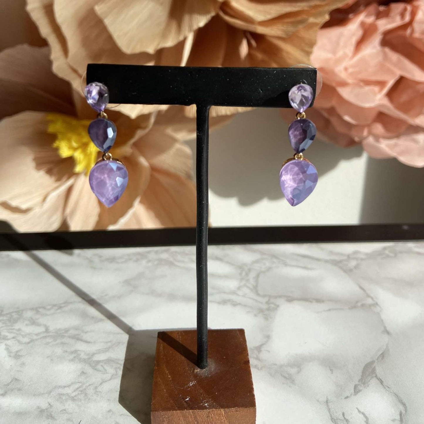 Triple Drop Paars  Oorbellen